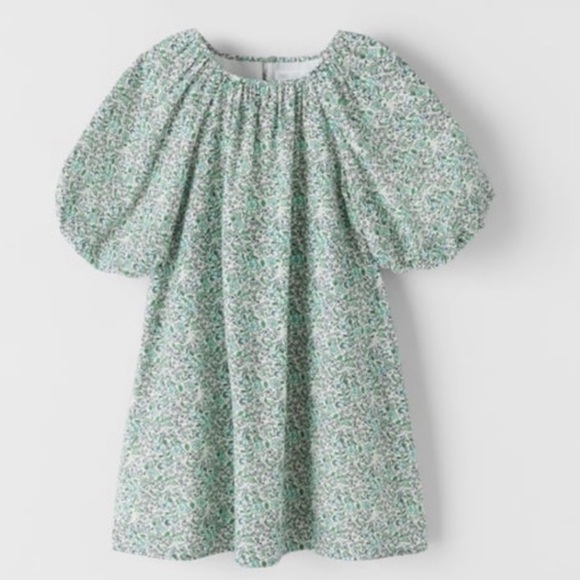 Zara Other - Zara KIDS Voluminous Floral Dress in PASTEL GREEN
